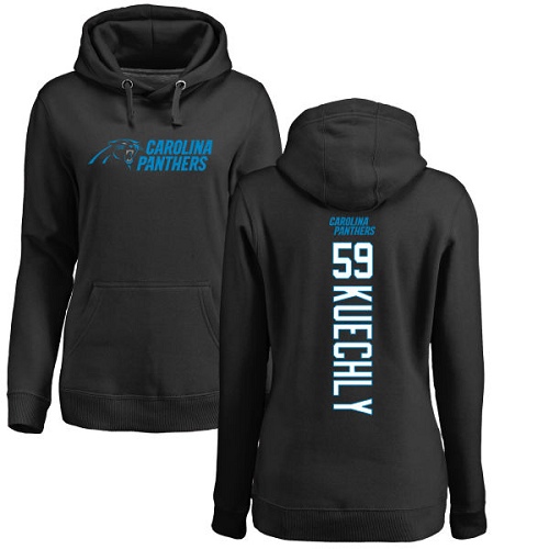 Carolina Panthers Black Women Luke Kuechly Backer NFL Football #59 Pullover Hoodie Sweatshirts->women nfl jersey->Women Jersey